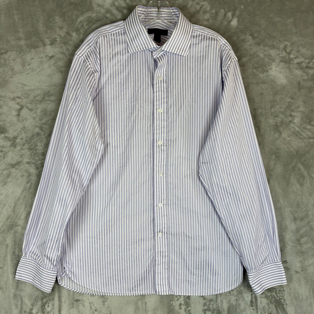 Express Design Studio Mens Large Classic Fit Lavender Striped 100s Cotton Shirt